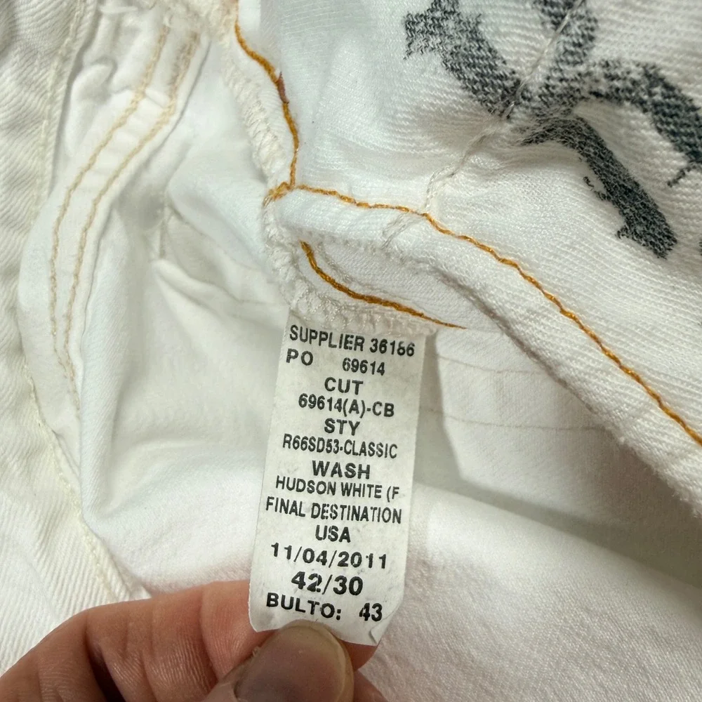 Polo Ralph Lauren 867‎ Classic Fit Jeans Mens 42x30 White Hudson Authentic Denim